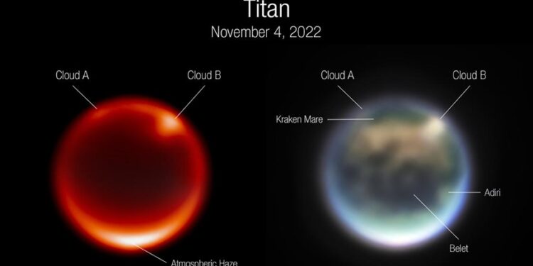 James Webb Uzay Teleskobu, Satürn’ün en büyük uydusu Titan’da bulutlar tespit etti