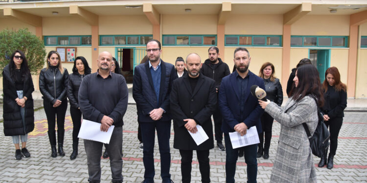 KTÖS, Şehit Yalçın İlkokulu’nda basın açıklaması yaptı: “Şiddet kabul edilemez”