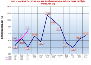MART AYI ENFLASYONU YÜZDE 6,91 OLARAK AÇIKLANDI