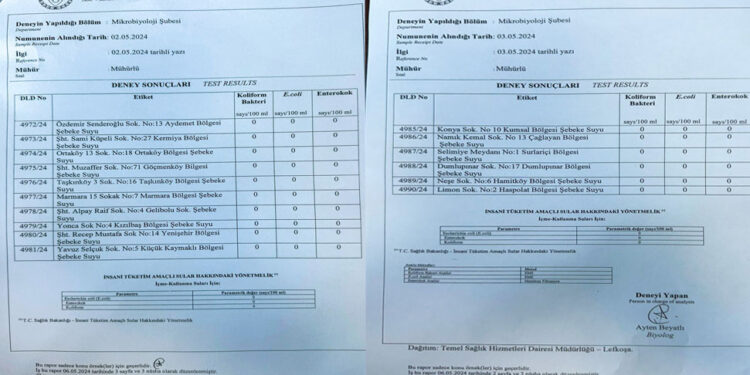 LEFKOŞA’DA SU TAHLİLLERİ TEMİZ