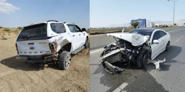 ERCAN YOLUNDA MEYDANA GELEN KAZADA 2 KİŞİ YARALANDI