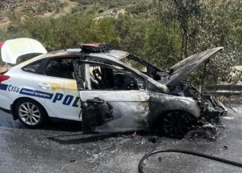 POLİS ARACI SEYİR HALİNDEYKEN YANDI